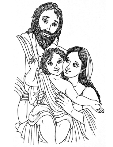 Joseph Jesus And Mary In Nazareth Coloring Page